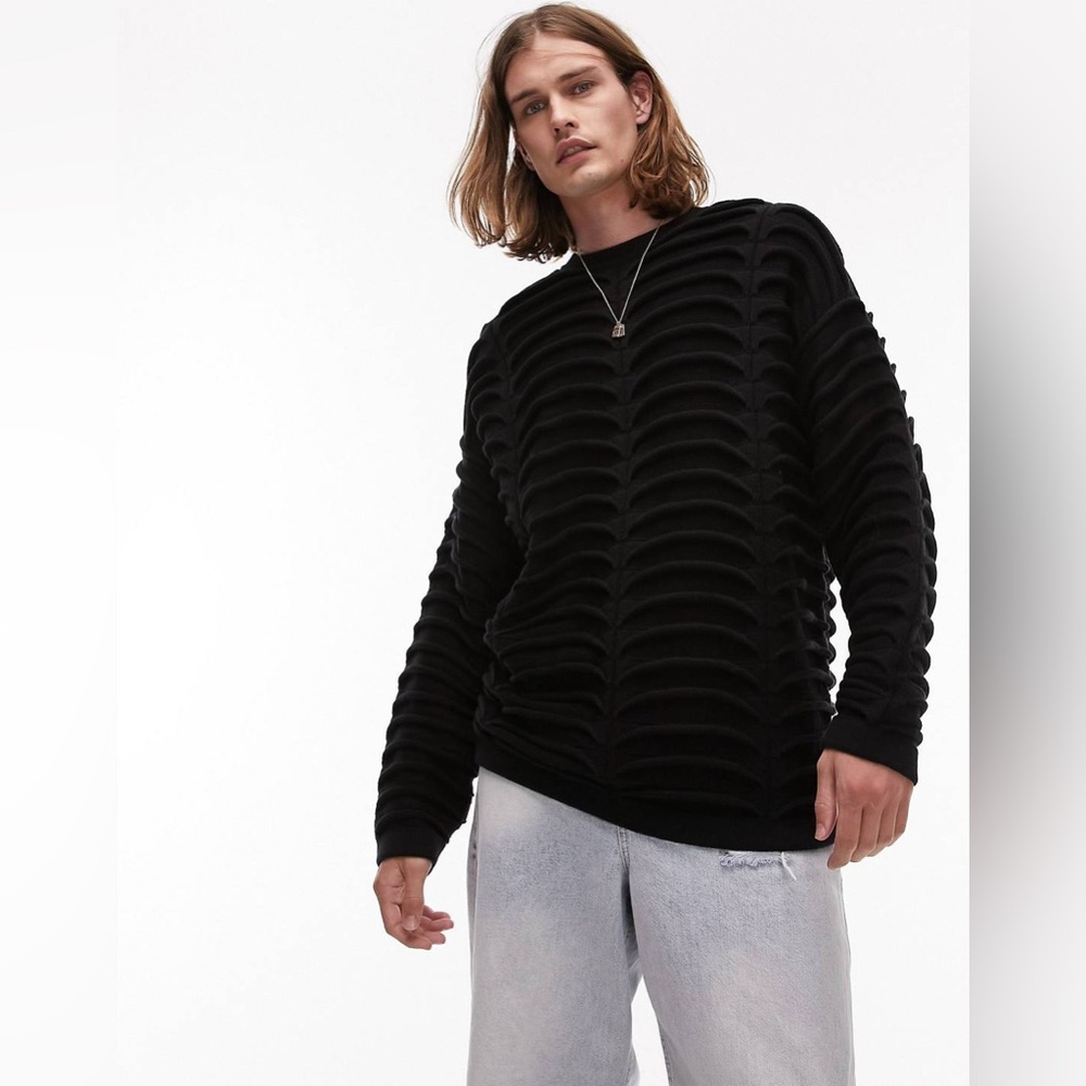 ASOS: Topman textured‎ sweater in black